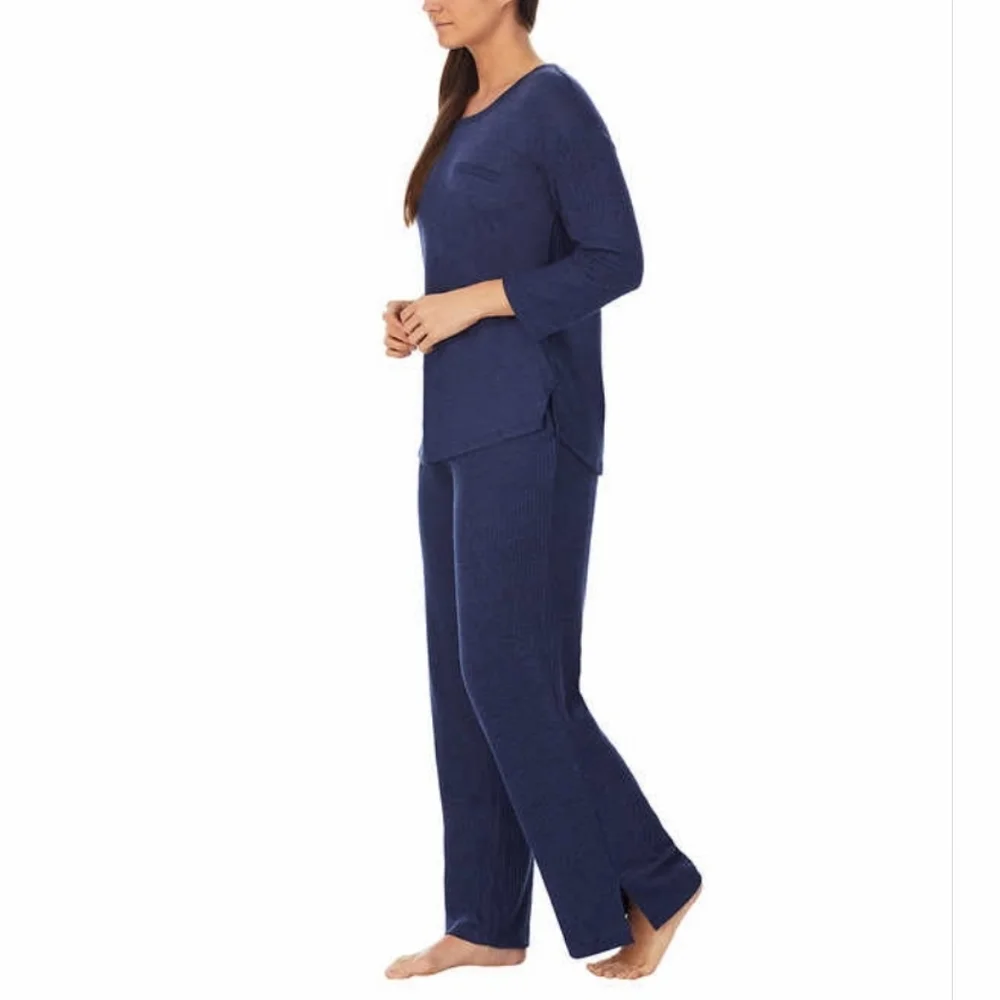 New Midnight Carole Hochman Cozy SuperSoft Pockets Ribbed 2-piece Lounge - Picture 3 of 4